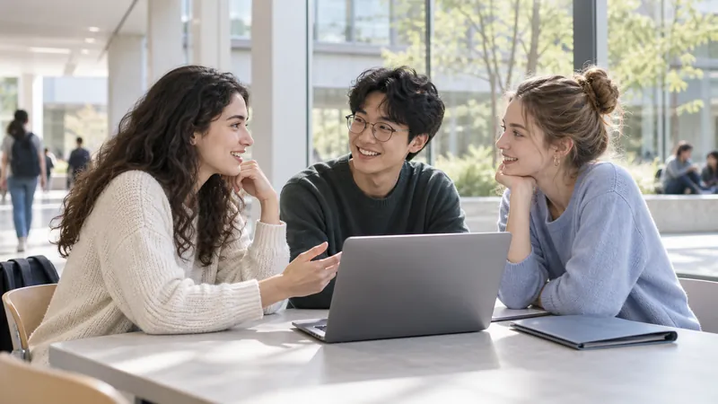 Students on a university campus — illustration